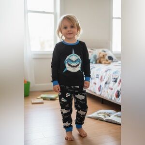 Shark Attack Kids Pajama Set - Black and Blue